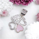 Load image into Gallery viewer, 925 Sterling Silver Pink Mother Of Pearl With CZ Clover Pendant For Womens - Taraash
