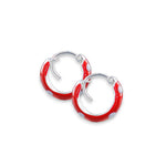 Load image into Gallery viewer, 925 Sterling Silver Red Enamel Hoop Earrings For Girls - Taraash