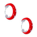Load image into Gallery viewer, 925 Sterling Silver Red Enamel White Design Hoop Earring For Wome/ Girls - Taraash