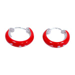 Load image into Gallery viewer, 925 Sterling Silver Red Enamel White Design Hoop Earring For Wome/ Girls - Taraash