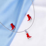 Load image into Gallery viewer, 925 Sterling Silver Red Stilettos Enamel Chain Pendant Set With Earrings for Girls - Taraash