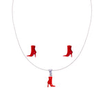 Load image into Gallery viewer, 925 Sterling Silver Red Stilettos Enamel Chain Pendant Set With Earrings for Girls - Taraash