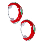 Load image into Gallery viewer, 925 Sterling Silver Red & White Enamel Leaf Design Hoop Earring For Wome/ Girls - Taraash