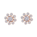 Load image into Gallery viewer, 925 Sterling Silver Rose Gold CZ Round Shape Stud Earrings for Women - Taraash