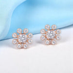 Load image into Gallery viewer, 925 Sterling Silver Rose Gold CZ Round Shape Stud Earrings for Women - Taraash
