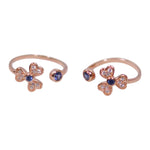Load image into Gallery viewer, 925 Sterling Silver Rose gold Floral With Blue CZ Toe Ring for Women - Taraash