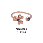 Load image into Gallery viewer, 925 Sterling Silver Rose gold Floral With Blue CZ Toe Ring for Women - Taraash