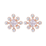 Load image into Gallery viewer, 925 Sterling Silver Rose Gold Plated Cz Square Shape Stud Earrings for Women - Taraash