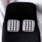 Load image into Gallery viewer, 925 Sterling Silver Square Design Enamel with CZ Stud Earrings for Women - Taraash
