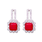 Load image into Gallery viewer, 925 Sterling Silver Square Shape Red CZ Earrings for Women - Taraash