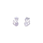 Load image into Gallery viewer, 925 Sterling Silver Swan Design CZ Stud Earrings for Women - Taraash