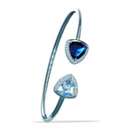 Load image into Gallery viewer, 925 Sterling Silver Triangle Blue CZ Bangle For Women - Taraash