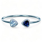 Load image into Gallery viewer, 925 Sterling Silver Triangle Blue CZ Bangle For Women - Taraash