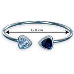 Load image into Gallery viewer, 925 Sterling Silver Triangle Blue CZ Bangle For Women - Taraash
