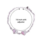 Load image into Gallery viewer, 925 Sterling Silver Two Heart Pink Mother - of - Pearl and CZ Bracelet for Women - Taraash