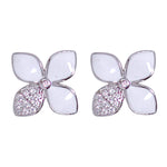 Load image into Gallery viewer, 925 Sterling Silver White Floral Petal Earrings for Women with Enamel and CZ - Taraash