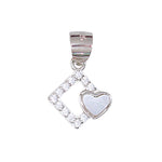 Load image into Gallery viewer, 925 Sterling Silver White Mother of Pearl Square Heart CZ Pendant for Women - Taraash