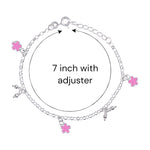 Load image into Gallery viewer, 925 Sterling Silver with Pink Flower Charm Anklet For Girls - Taraash