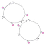 Load image into Gallery viewer, 925 Sterling Silver with Pink Flower Charm Anklet For Girls - Taraash