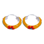 Load image into Gallery viewer, 925 Sterling Silver Yellow Enamel Floral Hoop Earring For Women/ Girls - Taraash