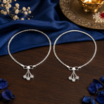Load image into Gallery viewer, Taraash 925 Sterling Silver Wheat Chain Ending With Charm Anklet For Women AN0565S