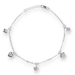 Load image into Gallery viewer, 925 Sterling Silver Beaded Heart Star Charm Chain Single Anklet for Women
