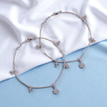 Load image into Gallery viewer, 925 Sterling Silver Floral Charm Beaded Anklet for Women