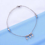 Load image into Gallery viewer, 925 Sterling Silver Elegant Beaded Heart Charm Chain Single Anklet for Women