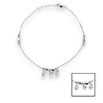 Load image into Gallery viewer, 925 Sterling Silver Elegant Beaded Heart Charm Chain Single Anklet for Women