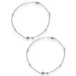 Load image into Gallery viewer, 925 Sterling Silver Key-to-Heart CZ Rhodium Anklet For Women