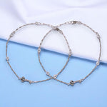 Load image into Gallery viewer, 925 Sterling Silver Key-to-Heart CZ Rhodium Anklet For Women