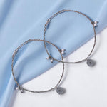 Load image into Gallery viewer, 925 Sterling Silver Pair Silver Round Pearl Charm Chain Anklets for Women -