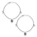 Load image into Gallery viewer, 925 Sterling Silver Pair Silver Round Pearl Charm Chain Anklets for Women -