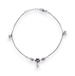 Load image into Gallery viewer, 925 Sterling Silver Singke Silver Floral Cz Charm Chain Anklets for Women