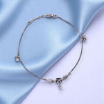 Load image into Gallery viewer, 925 Sterling Silver Singke Silver Floral Cz Charm Chain Anklets for Women