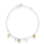 Load image into Gallery viewer, 925 Sterling Silver Gold Star Charms Single Anklet for Women