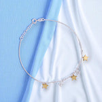 Load image into Gallery viewer, 925 Sterling Silver Gold Star Charms Single Anklet for Women