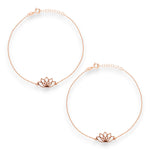 Load image into Gallery viewer, 925 Sterling Silver Pure Silver Lotus Rose Gold Plated Anklet for Women