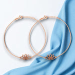 Load image into Gallery viewer, 925 Sterling Silver Pure Silver Lotus Rose Gold Plated Anklet for Women