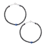 Load image into Gallery viewer, 925 Sterling Silver Evil Eye Black Beaded Nazariya Anklet for Kids