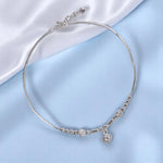 Load image into Gallery viewer, 925 Sterling Silver Beaded Heart Charm Single Anklet for Women