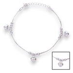 Load image into Gallery viewer, 925 Sterling Silver Box Chain With Heart Ball Charm Anklet for Kids