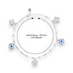 Load image into Gallery viewer, 925 Sterling Silver Beaded Evil Eye Cz Charm Chain Anklets for Women