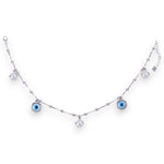 Load image into Gallery viewer, 925 Sterling Silver Beaded Evil Eye Cz Charm Chain Anklets for Women