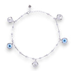 Load image into Gallery viewer, 925 Sterling Silver Evil Eye & CZ Square Charm Single Anklet for Women