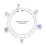 Load image into Gallery viewer, 925 Sterling Silver flower and Evil Eye Anklet for Women