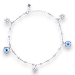 Load image into Gallery viewer, 925 Sterling Silver Flower And Evil Eye Single Anklet For Women