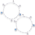 Load image into Gallery viewer, 925 Sterling Silver flower and Evil Eye Anklet for Women