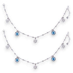 Load image into Gallery viewer, 925 Sterling Silver flower and Evil Eye Anklet for Women