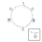 Load image into Gallery viewer, 925 Sterling Silver flower and Evil Eye Anklet for Women
